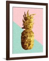 Gold Pineapple with Retro Shapes-cienpies-Framed Art Print