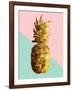 Gold Pineapple with Retro Shapes-cienpies-Framed Art Print