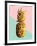 Gold Pineapple with Retro Shapes-cienpies-Framed Art Print