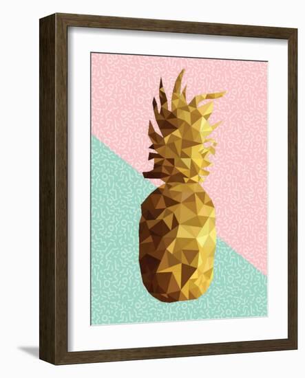Gold Pineapple with Retro Shapes-cienpies-Framed Art Print
