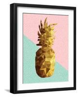 Gold Pineapple with Retro Shapes-cienpies-Framed Art Print