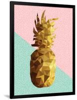 Gold Pineapple with Retro Shapes-cienpies-Framed Art Print