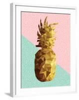 Gold Pineapple with Retro Shapes-cienpies-Framed Art Print