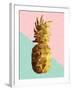 Gold Pineapple with Retro Shapes-cienpies-Framed Art Print