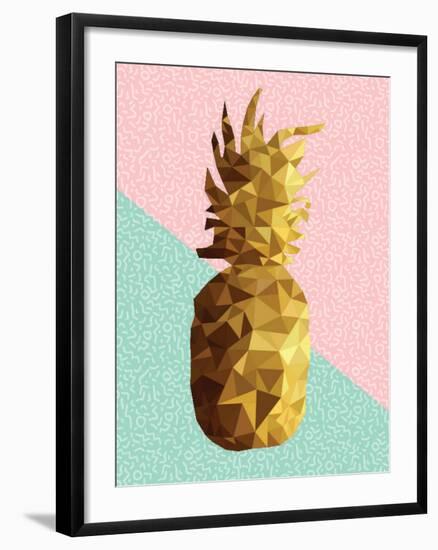 Gold Pineapple with Retro Shapes-cienpies-Framed Art Print