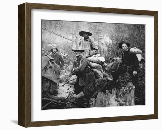 Gold Prospectors on the Move to Yukon Territory, Canada, During the Klondike Gold Rush-null-Framed Giclee Print