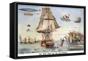 Gold Rush Cartoon, 1849-Currier & Ives-Framed Stretched Canvas