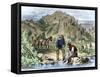 Gold Rush Prospectors Washing Sediments from a Stream to Find Nuggets in California-null-Framed Stretched Canvas