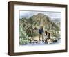 Gold Rush Prospectors Washing Sediments from a Stream to Find Nuggets in California-null-Framed Giclee Print