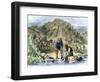 Gold Rush Prospectors Washing Sediments from a Stream to Find Nuggets in California-null-Framed Giclee Print