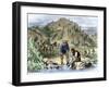 Gold Rush Prospectors Washing Sediments from a Stream to Find Nuggets in California-null-Framed Giclee Print