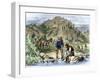 Gold Rush Prospectors Washing Sediments from a Stream to Find Nuggets in California-null-Framed Giclee Print