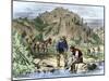 Gold Rush Prospectors Washing Sediments from a Stream to Find Nuggets in California-null-Mounted Giclee Print