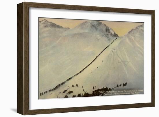 Gold Seekers Crossing the Chilkoot Pass During the Alaskan Gold Rush, 1896-1899-null-Framed Photographic Print