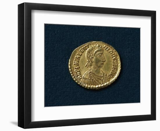 Gold Solidus Bearing Image of Emperor Valentinian Iii Wearing Laurel Crown, Recto, Roman Coins-null-Framed Giclee Print