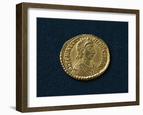 Gold Solidus Bearing Image of Emperor Valentinian Iii Wearing Laurel Crown, Recto, Roman Coins-null-Framed Giclee Print