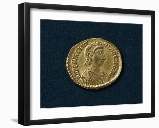 Gold Solidus Bearing Image of Emperor Valentinian Iii Wearing Laurel Crown, Recto, Roman Coins-null-Framed Giclee Print