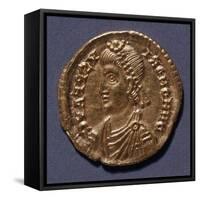 Gold Solidus of Honorius Bearing Image of Emperor, Minted in Ravenna, Recto, Roman Coins-null-Framed Stretched Canvas