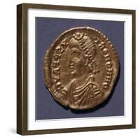 Gold Solidus of Honorius Bearing Image of Emperor, Minted in Ravenna, Recto, Roman Coins-null-Framed Giclee Print