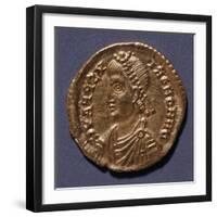 Gold Solidus of Honorius Bearing Image of Emperor, Minted in Ravenna, Recto, Roman Coins-null-Framed Giclee Print