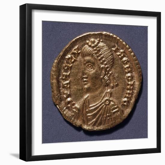 Gold Solidus of Honorius Bearing Image of Emperor, Minted in Ravenna, Recto, Roman Coins-null-Framed Giclee Print