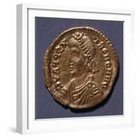 Gold Solidus of Honorius Bearing Image of Emperor, Minted in Ravenna, Recto, Roman Coins-null-Framed Giclee Print