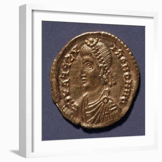 Gold Solidus of Honorius Bearing Image of Emperor, Minted in Ravenna, Recto, Roman Coins-null-Framed Giclee Print