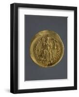 Gold Solidus of Theodosius II, Byzantine Emperor, Recto, Byzantine Coins, 5th Century-null-Framed Premium Giclee Print