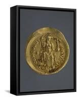 Gold Solidus of Theodosius II, Byzantine Emperor, Recto, Byzantine Coins, 5th Century-null-Framed Stretched Canvas