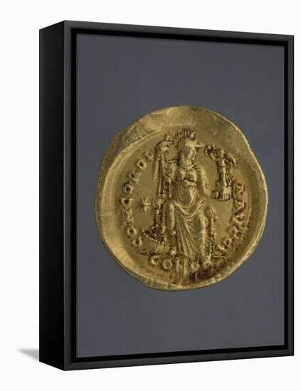 Gold Solidus of Theodosius II, Byzantine Emperor, Recto, Byzantine Coins, 5th Century-null-Framed Stretched Canvas