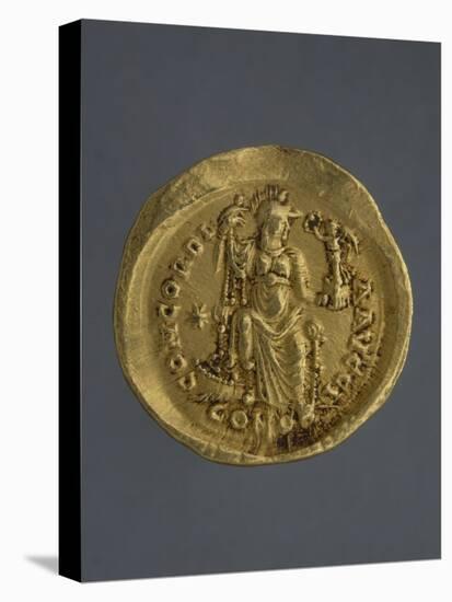 Gold Solidus of Theodosius II, Byzantine Emperor, Recto, Byzantine Coins, 5th Century-null-Stretched Canvas