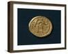 Gold Solidus of Valentinian III Depicting Emperor Trampling Snake with Human Head-null-Framed Giclee Print