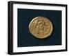 Gold Solidus of Valentinian III Depicting Emperor Trampling Snake with Human Head-null-Framed Giclee Print
