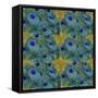 Gold Speckled Peacock Pattern-Tina Lavoie-Framed Stretched Canvas