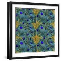 Gold Speckled Peacock Pattern-Tina Lavoie-Framed Giclee Print
