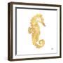 Gold Square Seahorse I-Julie DeRice-Framed Art Print