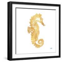 Gold Square Seahorse I-Julie DeRice-Framed Art Print