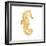 Gold Square Seahorse I-Julie DeRice-Framed Art Print