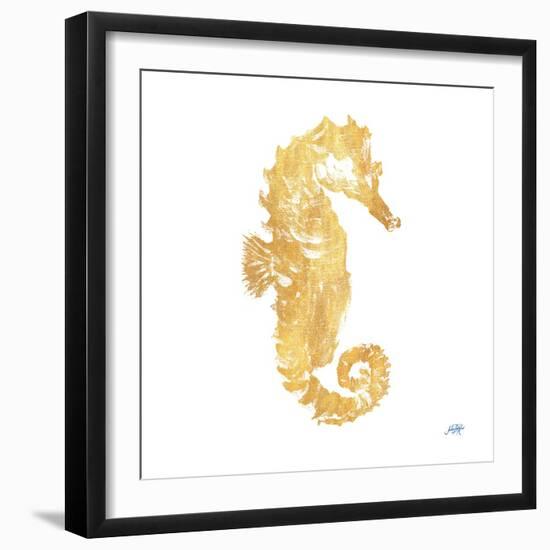 Gold Square Seahorse I-Julie DeRice-Framed Art Print