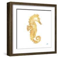 Gold Square Seahorse I-Julie DeRice-Framed Art Print