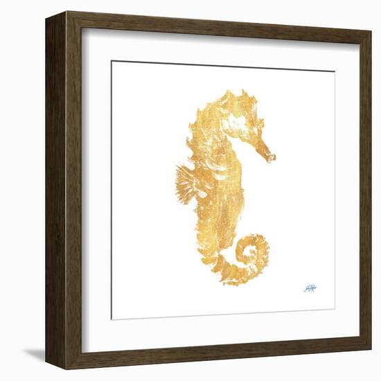 Gold Square Seahorse I-Julie DeRice-Framed Art Print