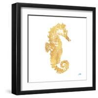 Gold Square Seahorse I-Julie DeRice-Framed Art Print