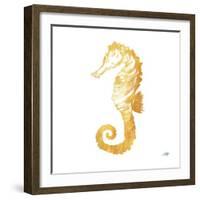 Gold Square Seahorse II-Julie DeRice-Framed Art Print