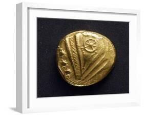 Gold Stater with Big Eye Surrounded by Stars, Recto, from Trier, Germany, Gallic Coins-null-Framed Giclee Print