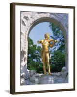 Gold Statue of the Musician Johann Strauss in Vienna, Austria, Europe-Richardson Rolf-Framed Photographic Print