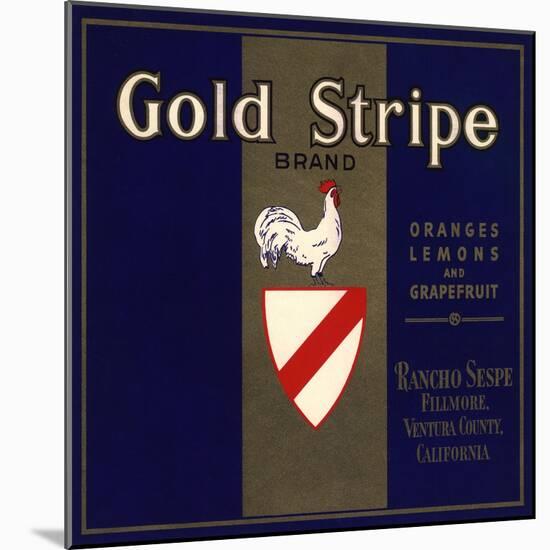 Gold Stripe Brand - Fillmore, California - Citrus Crate Label-Lantern Press-Mounted Art Print