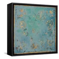 Gold Swirls on Blue-Patricia Pinto-Framed Stretched Canvas