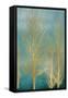 Gold Trees on Aqua Panel II-Kate Bennett-Framed Stretched Canvas