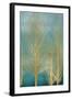 Gold Trees on Aqua Panel II-Kate Bennett-Framed Art Print