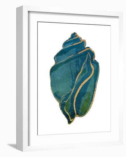 Gold Trim Sea Green Shells Mate-Jace Grey-Framed Art Print